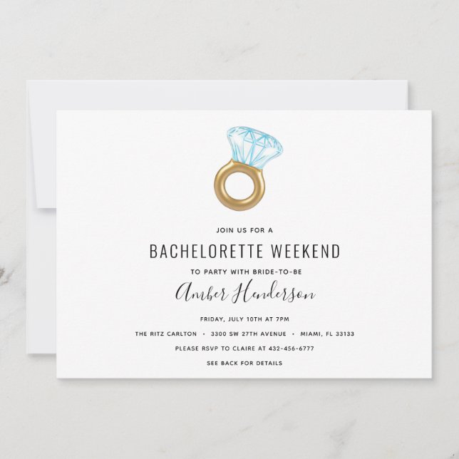 Invitation Bachelorette Itinéraire de la piscine à anneau en  (Devant)