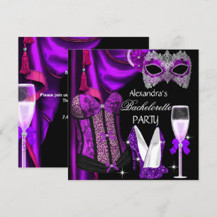 Invitation Bachelorette Leopard Champagne Masqué Violet