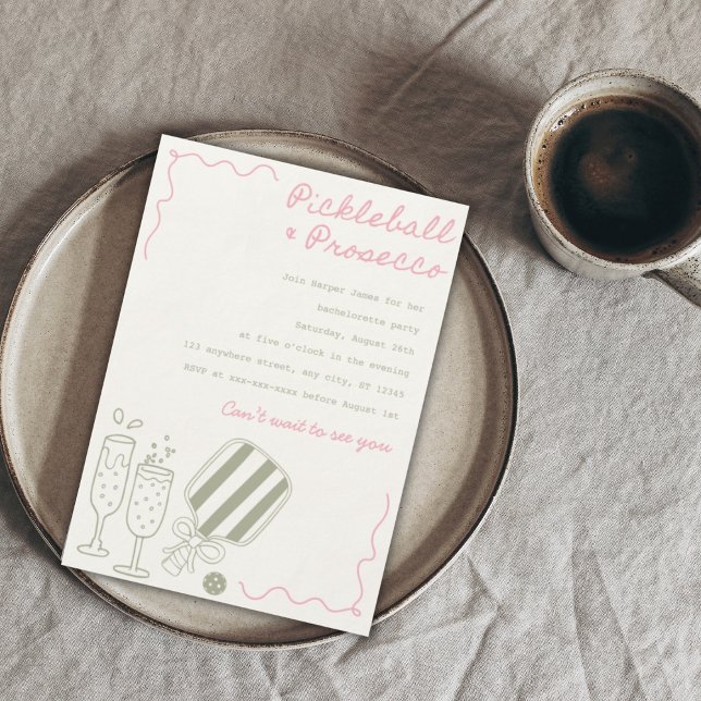 Invitation Bachelorette moderne Pickleball & Prosecco (Créateur téléchargé)