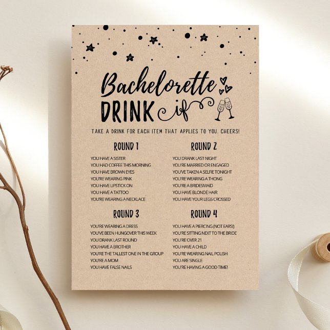 Invitation Bachelorette modifiable BOIRE SI Hen Party Game Ca (Créateur téléchargé)