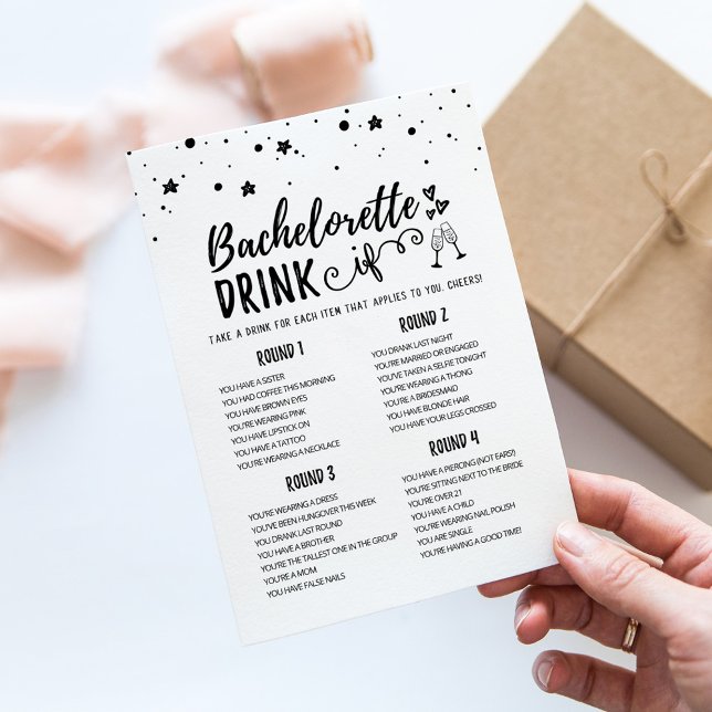 Invitation Bachelorette modifiable BOIRE SI Hen Party Game Ca (Créateur téléchargé)