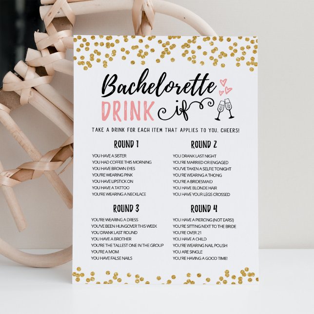 Invitation Bachelorette modifiable BOIRE SI Hen Party Game Ca (Créateur téléchargé)