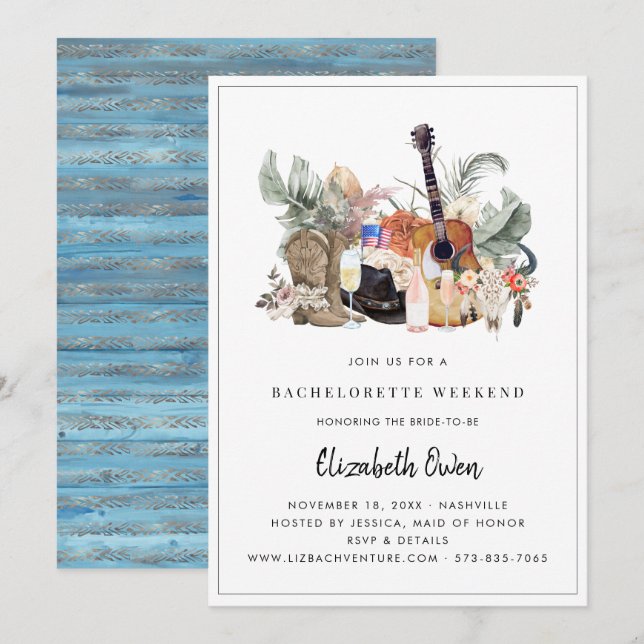Invitation Bachelorette Nash Bash | Western Cowgirl (Devant / Derrière)