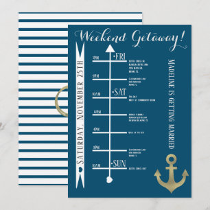 Invitation Bachelorette Nautique Week-end Getaway Ancre Foil