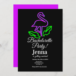 Invitation Bachelorette Neon Flamant rose Fête des mariées tr