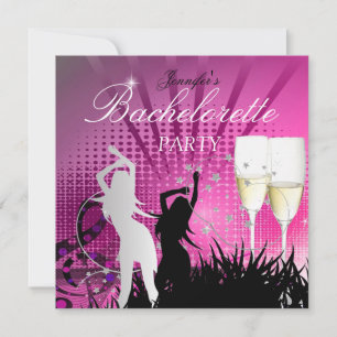 Invitation Bachelorette Noir Rose Blanc Champagne