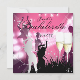 Invitation Bachelorette Noir Rose Blanc Champagne