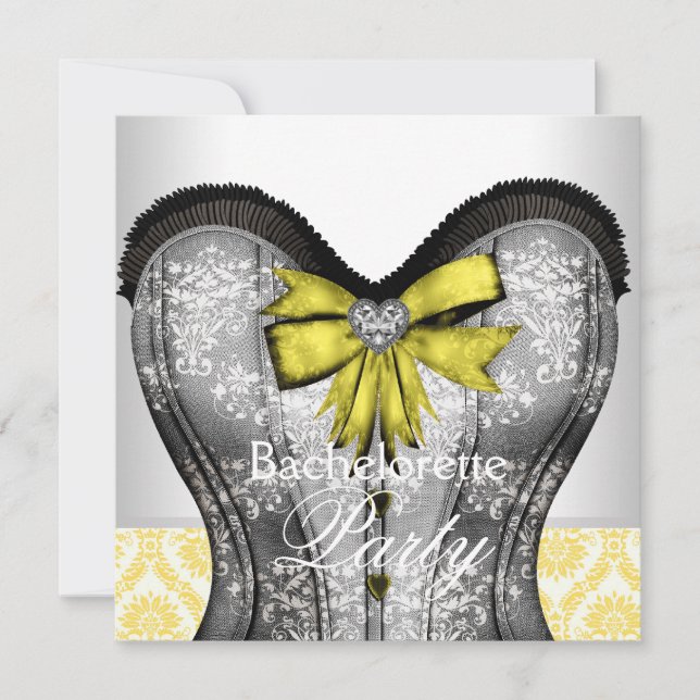 Invitation Bachelorette Noire Jaune (Devant)