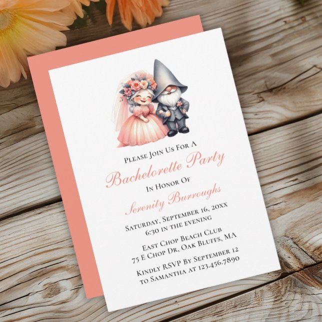 Invitation Bachelorette Orange Gnome (Créateur téléchargé)
