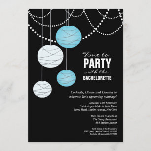 Invitation Bachelorette Party Aqua Blue Paper Lanterns Invita