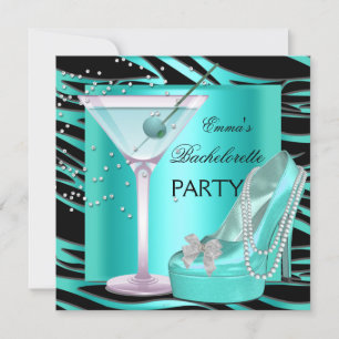 Invitation Bachelorette Party Aqua Turquoise bleu turquoise Z