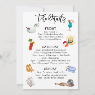 Invitation Bachelorette Party Beach Détails du weekend