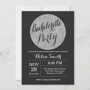 Invitation Bachelorette Party Black Silver Parties scintillan