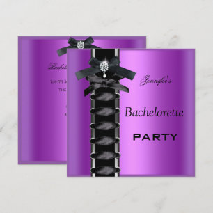 Invitation Bachelorette Party Black violet diamant Cravate