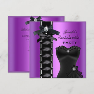Invitation Bachelorette Party Black violet diamant Cravate