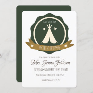 Invitation Bachelorette Party Camping Week-end Tente Badge