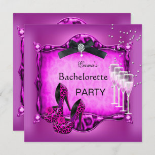 Invitation Bachelorette Party Chaussures Léopard Noir Rose Ch