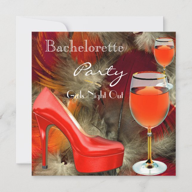 Invitation Bachelorette Party Chaussures rouges Hi Talons Vin (Devant)