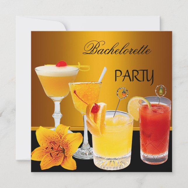Invitation Bachelorette Party Cocktails Boissons (Devant)