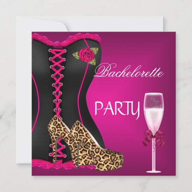Invitation Bachelorette Party Corset Chaussures roses noires (Devant)
