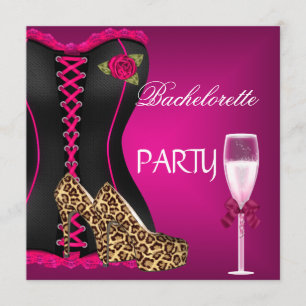 Invitation Bachelorette Party Corset Chaussures roses noires
