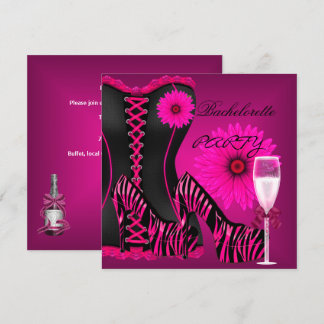 Invitation Bachelorette Party Corset Zebra Chaussures roses n