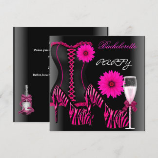 Invitation Bachelorette Party Corset Zebra Chaussures roses n