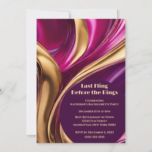 Invitation Bachelorette Party-Dernier Fling avant les anneaux (Devant)