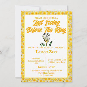 Invitation Bachelorette Party Fête des mariées Golf Jaune Bla
