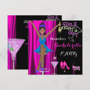 Invitation Bachelorette Party Filles roses Nuit dehors! 2