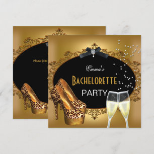 Invitation Bachelorette Party Gold Leopard Black Chaussures 2