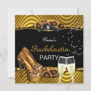 Invitation Bachelorette Party Gold Leopard Black Chaussures 2