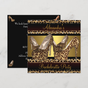 Invitation Bachelorette Party Hi Heel Chaussures Leopard Gold