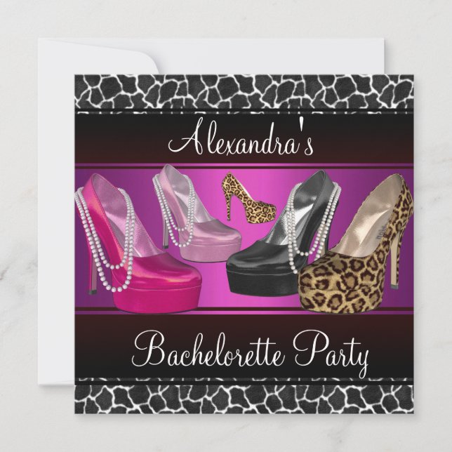 Invitation Bachelorette Party Hi Heel Chaussures rose vif (Devant)