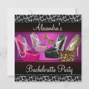 Invitation Bachelorette Party Hi Heel Chaussures rose vif