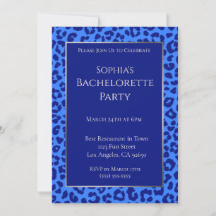 Invitation Bachelorette Party-Leopard Motif-Blue