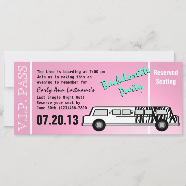 Invitation Bachelorette Party Limo Pass (Devant)