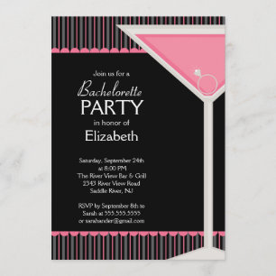 Invitation Bachelorette Party Martini rose Verre