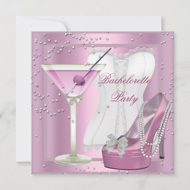 Invitation Bachelorette Party Pink Corset High Heel Chaussure (Devant)