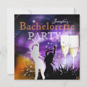 Invitation Bachelorette Party Purple Champagne Danse