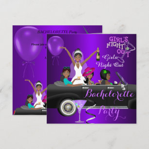 Invitation Bachelorette Party Purple Fun Limo Car Cocktail 3