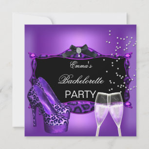 Invitation Bachelorette Party Purple Leopard Black Chaussures