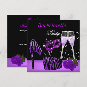 Invitation Bachelorette Party Purple Masque Chaussures Champa