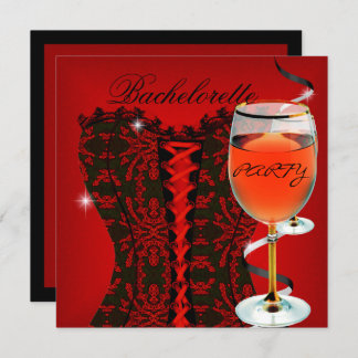 Invitation Bachelorette Party Red Corset Black Wine 2