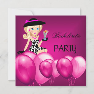 Invitation Bachelorette Party rose Fille Ballons Cocktail