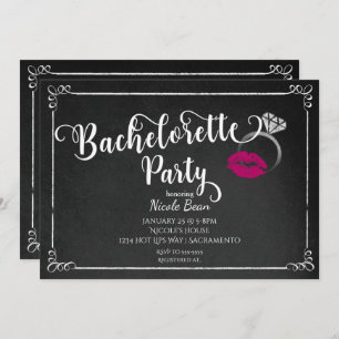 Invitation Bachelorette Party Rose Lips Fiançailles Invitatio