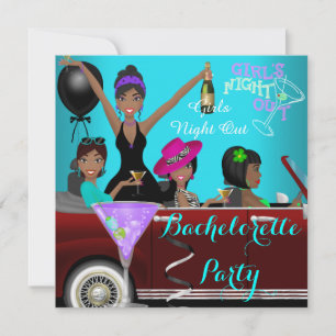 Invitation Bachelorette Party Turquoise Amusement Limo Car Co