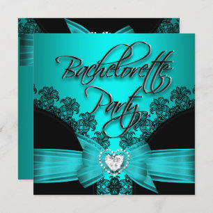 Invitation Bachelorette Party Turquoise bleu noir dentelle 2