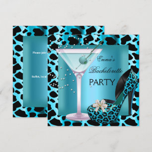 Invitation Bachelorette Party Turquoise Blue Leopard Chaussur