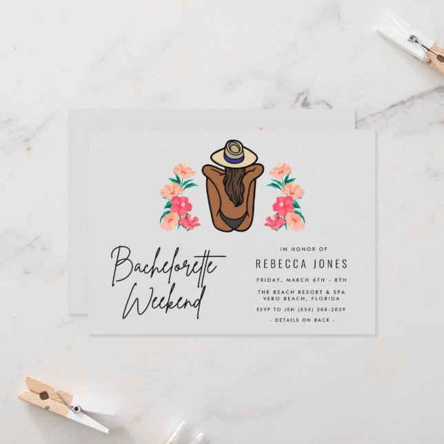 Invitation Bachelorette Party Week-end Girls Trip (Devant/Arrière en situation)